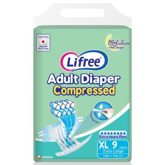 Picture of LIFREE ADULT DIAPERS COMPRESSED  XLARGE 9 DIAPERS 2607