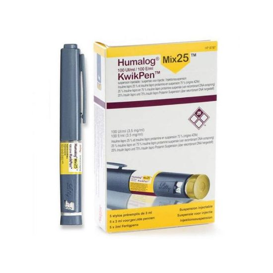 Picture of HUMALOG KWIK PEN 25 MIX 100U/ML 5 PENS *** WS