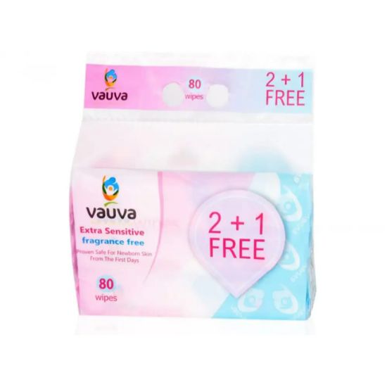 Picture of VAUVA EXTRA SENSITIVE 80 BABY WIPES 2 + 1 FREE7847