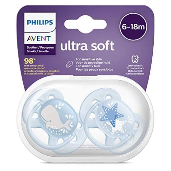 Picture of PHILIPS AVENT ULTRA SOFT SOOTHER, 6-18 MONTHS BOY 3198