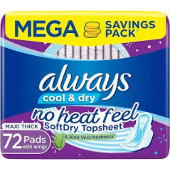 Picture of ALWAYS COOL/DRY MAXI THICK 72 PADS WITH WINGS