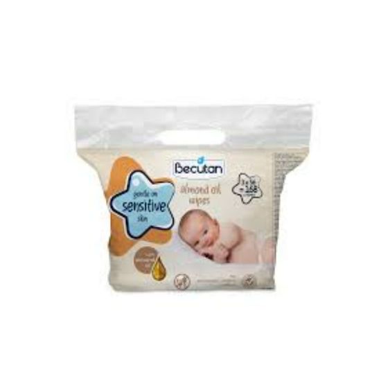 Picture of BECUTAN WET WIPES WITH ALMOND OIL 3X56 PCS